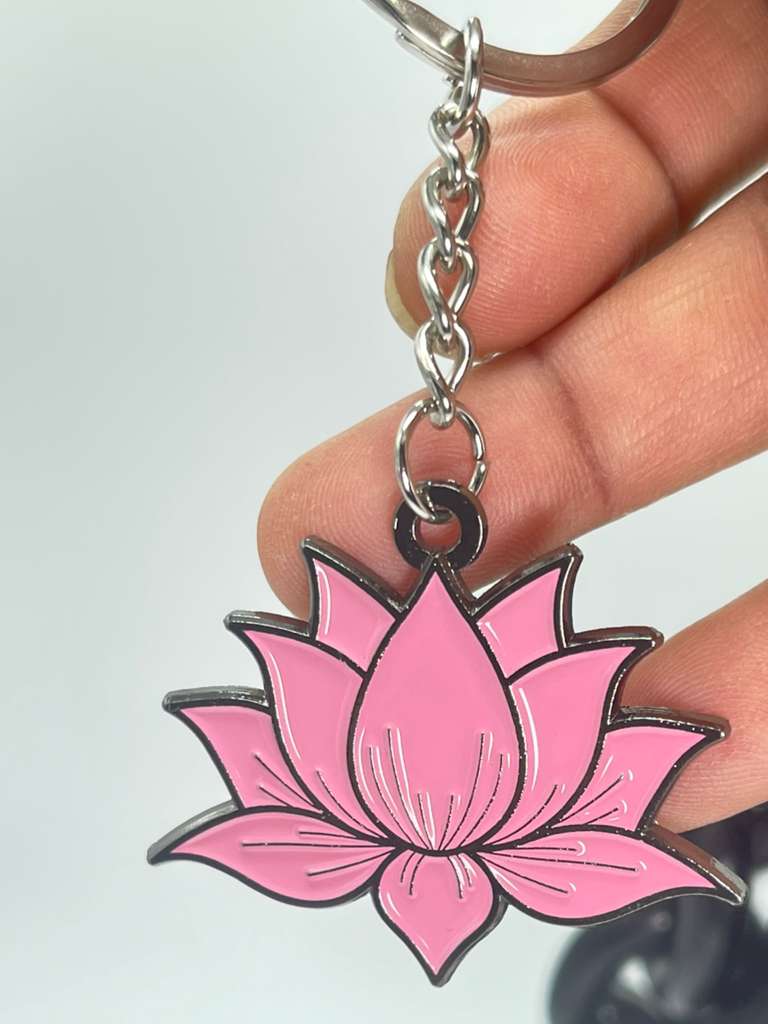 Pink Lotus keychain charm