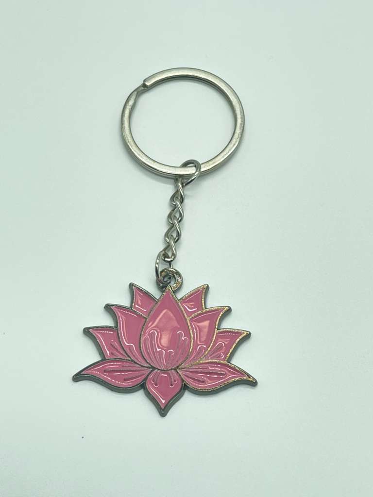 Pink Lotus keychain charm