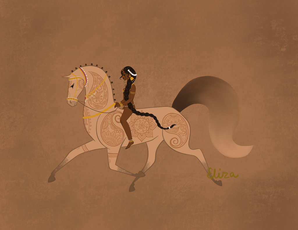 Girl on horse- original painting