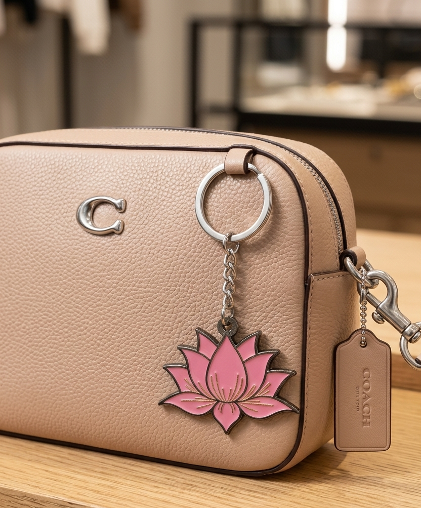 Pink Lotus keychain charm